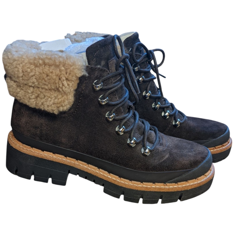 Marc Fisher Chocolate Brown and Tan Boots with Rugged Design    Size 7